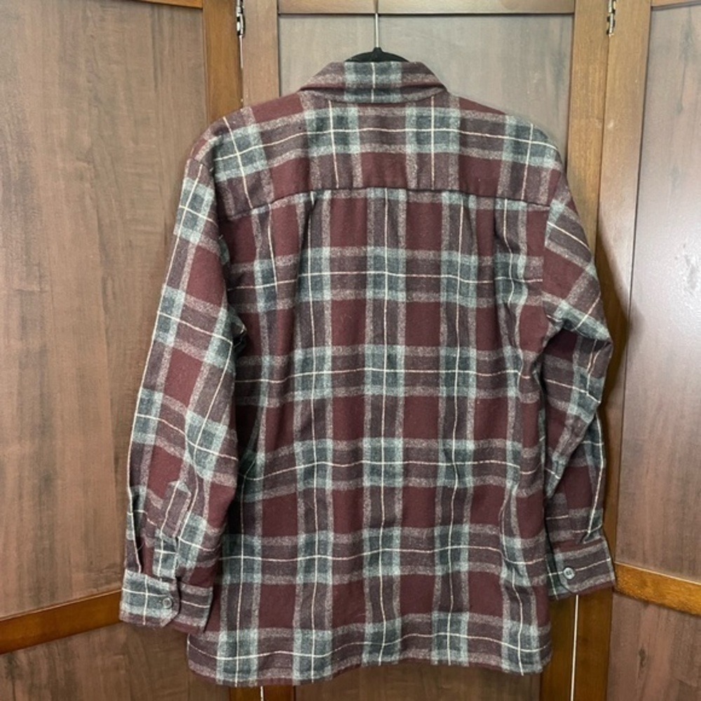 Aldo Puritan Burgundy Vintage Wool Plaid Shirt. Size Large - Picture 2 of 6